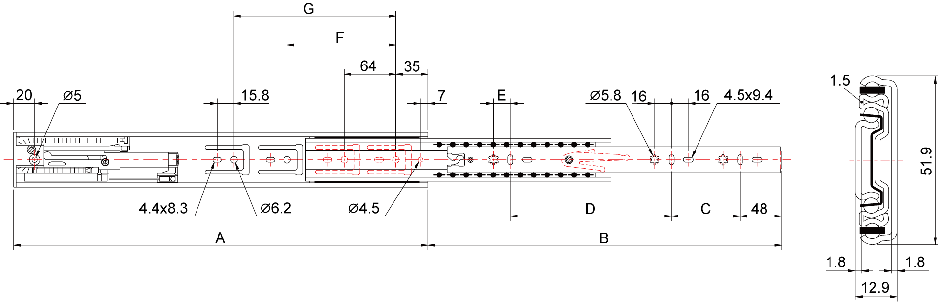 Soft closing 80KG L52177 industrial telescopic slides,heavy duty industrial slides,industrial slide rails,industrial drawer slides,heavy duty industrial drawer slides,drawer slides heavy duty industrial